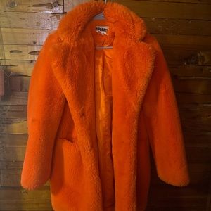 Orange faux fur APPARIS coat